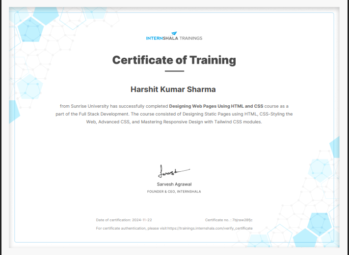 HTML CSS Certificate